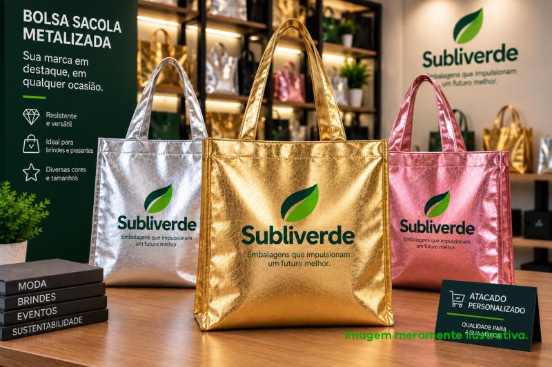 Bolsa sacola metalizada para brindes e presentes